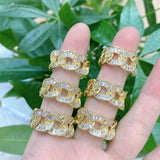 Gold Link Baguette Band Adjustable Ring - Bansri Mehta Design