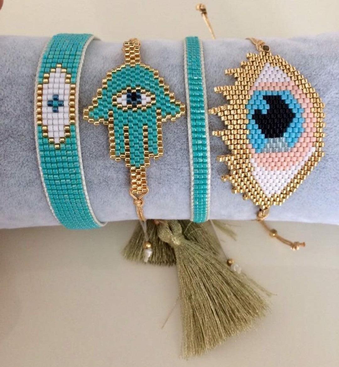 Third Eye Beaded Adjustable Tassel Bracelet - Bansri Mehta Design