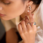 Imana Flexi Mesh Bracelet, Hoop Earrings & Ring Set - Bansri Mehta Design
