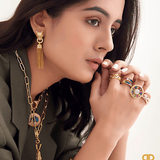 Gold Panther Beaded Necklace, Earring, Bracelet & Ring Set - Bansri Mehta Design