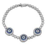 Trinity Evil Eye Tennis Bracelet with Swarovski Crystals & CZ Stones - Bansri Mehta Design