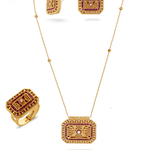 Junoon Hand Carved Necklace, Earring & Ring Set - Bansri Mehta Design