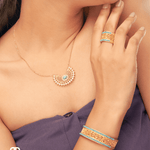 Filigree Carved Crescent Moon Bracelet & Ring Set - Bansri Mehta Design