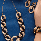 Cuban Link Twister Panther Necklace, Bracelet & Earring Set - Bansri Mehta Design