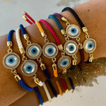 Evil Eye Disc Adjustable Cord Bracelet - Bansri Mehta Design