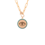Big Medallion Evil Eye Disc Detachable Pendant Link Necklace