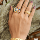 Imana Flexi Mesh Bracelet, Hoop Earrings & Ring Set - Bansri Mehta Design