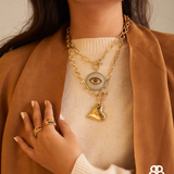 Big Medallion Evil Eye Disc Detachable Pendant Link Necklace
