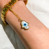Enamel & Mop Hamsa Evil Eye Watch Charm