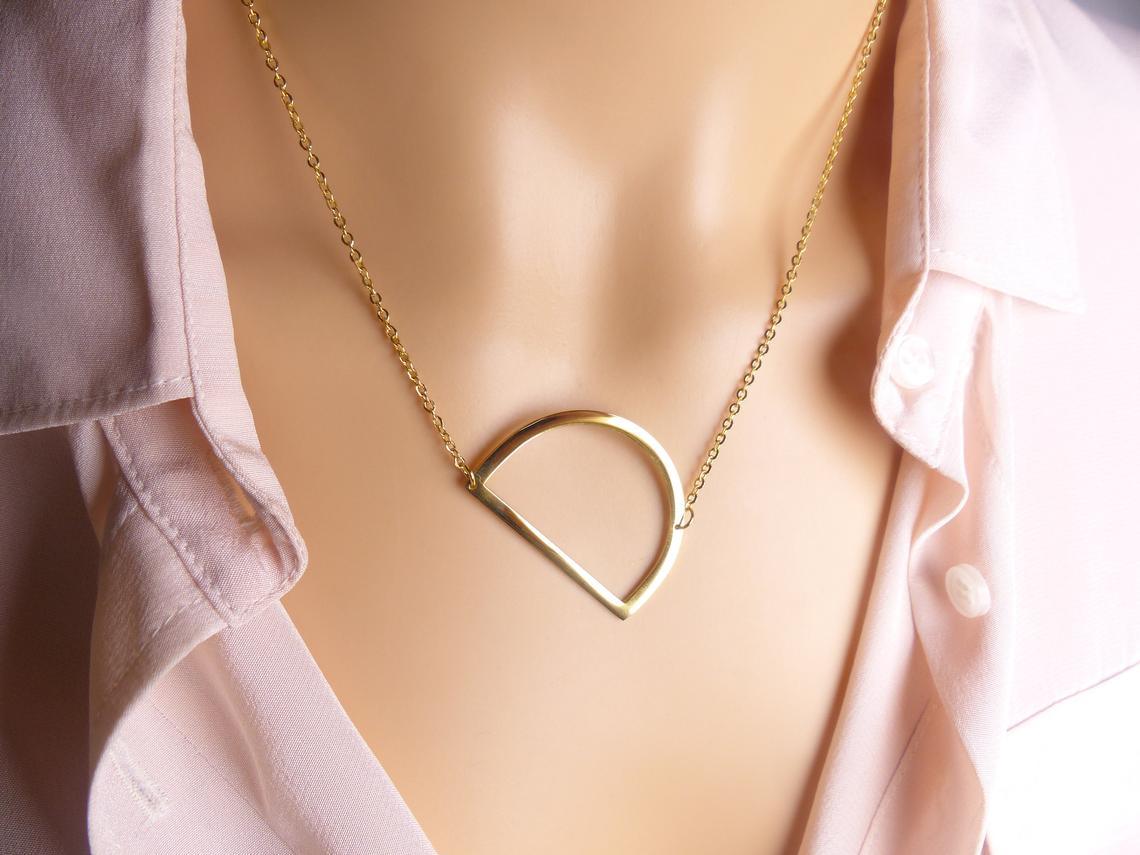 Sideway Big Initial 18k Gold Plated A-Z Pendant Necklace - Bansri Mehta Design