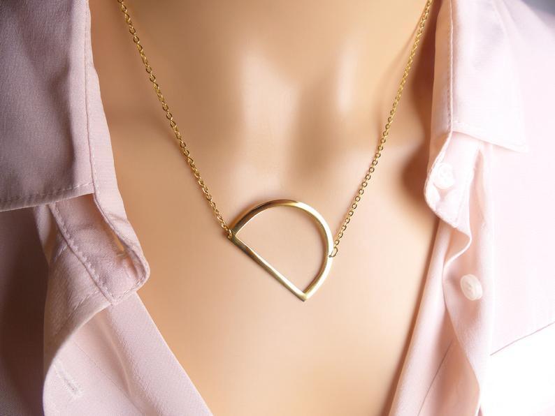 Sideway Big Initial 18k Gold Plated A-Z Pendant Necklace - Bansri Mehta Design