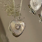 Mother of Pearl Heart Solitaire Necklace & Earring Set - Bansri Mehta Design