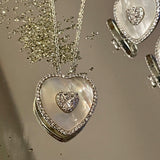 Mother of Pearl Heart Solitaire Necklace & Earring Set - Bansri Mehta Design