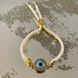Evil Eye Disc Adjustable Cord Bracelet - Bansri Mehta Design