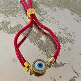 Evil Eye Disc Adjustable Cord Bracelet - Bansri Mehta Design
