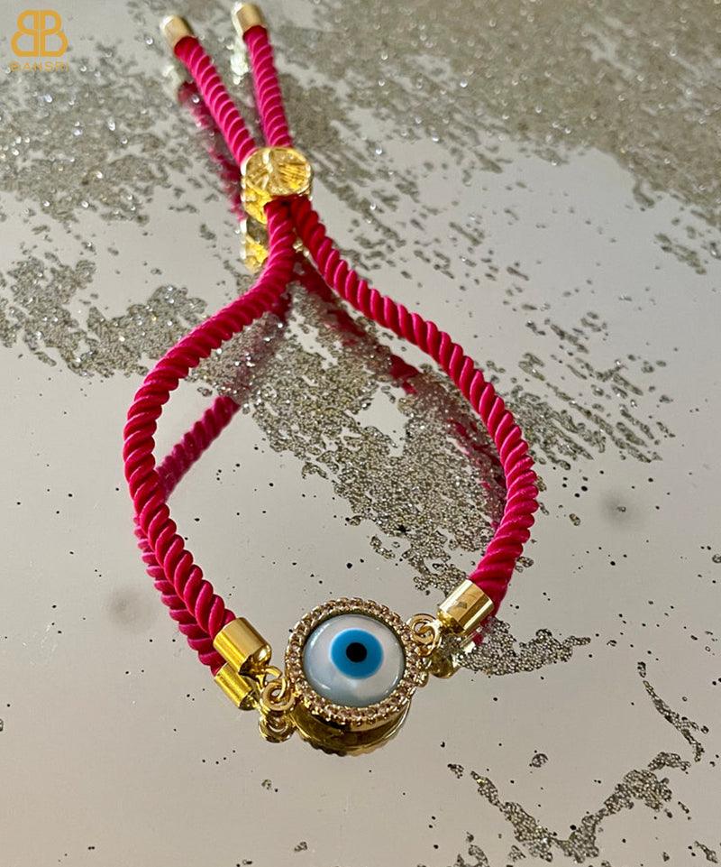 Evil Eye Disc Adjustable Cord Bracelet - Bansri Mehta Design