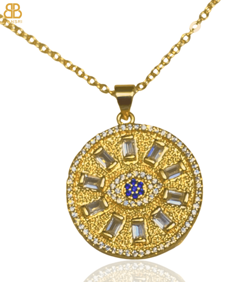 Baguette Diamond Evil Eye Medallion Watch Charm - Bansri Mehta Design
