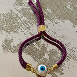Evil Eye Disc Adjustable Cord Bracelet - Bansri Mehta Design
