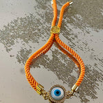 Evil Eye Disc Adjustable Cord Bracelet - Bansri Mehta Design