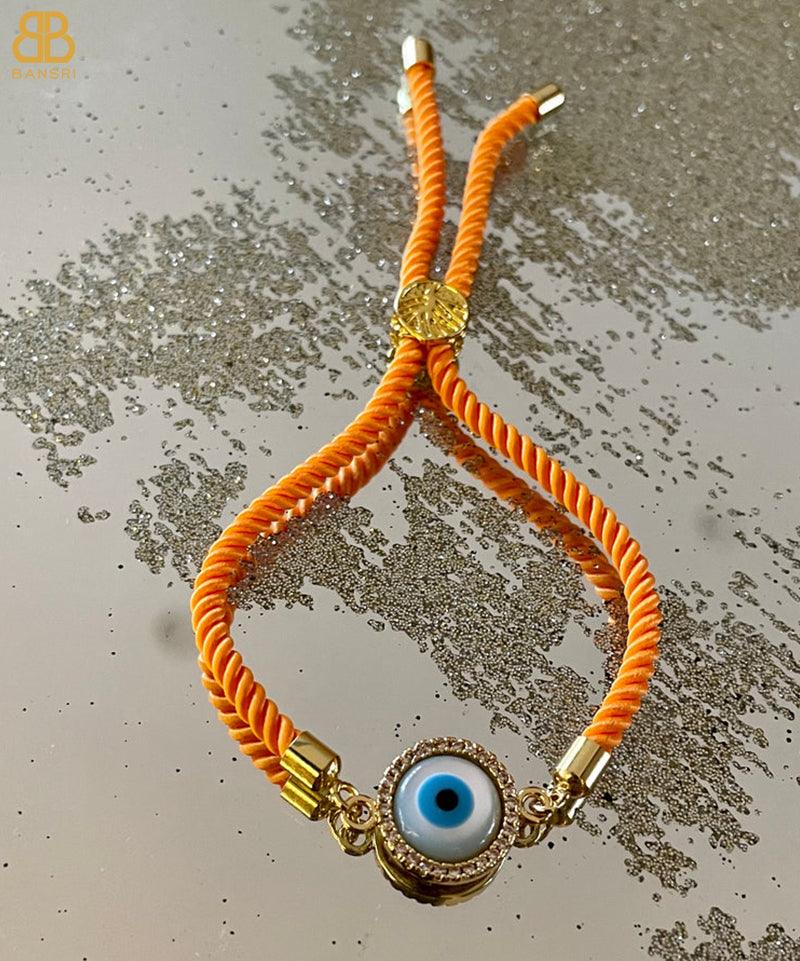 Evil Eye Disc Adjustable Cord Bracelet - Bansri Mehta Design