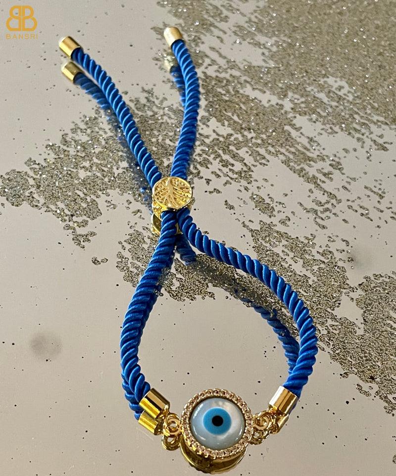 Evil Eye Disc Adjustable Cord Bracelet - Bansri Mehta Design
