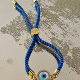 Evil Eye Disc Adjustable Cord Bracelet - Bansri Mehta Design