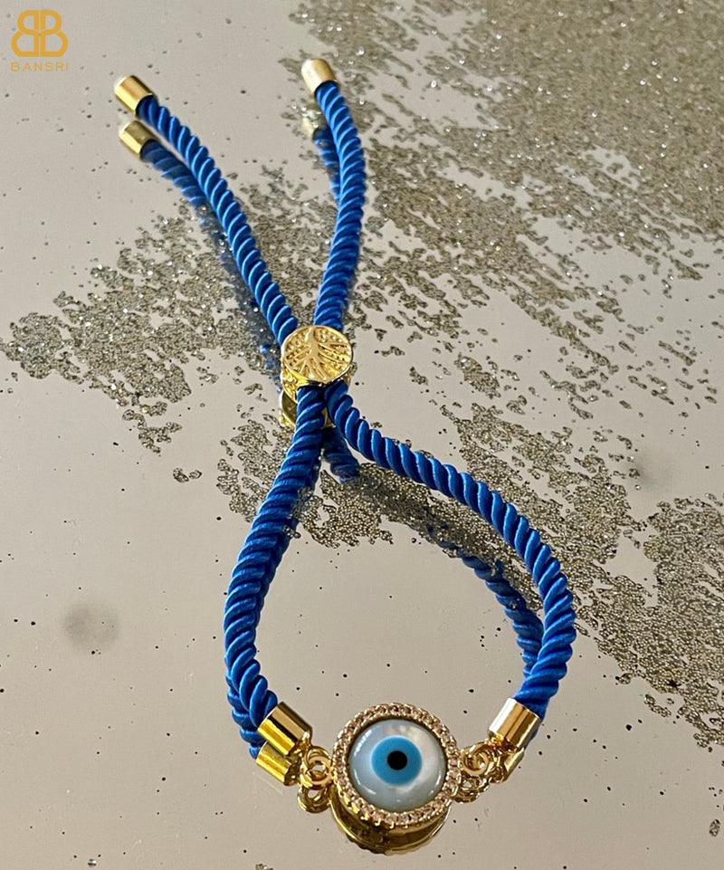 Evil Eye Disc Adjustable Cord Bracelet - Bansri Mehta Design