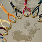 Evil Eye Disc Adjustable Cord Bracelet - Bansri Mehta Design