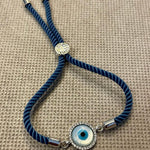Evil Eye Disc Adjustable Cord Bracelet - Bansri Mehta Design
