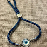 Evil Eye Disc Adjustable Cord Bracelet - Bansri Mehta Design