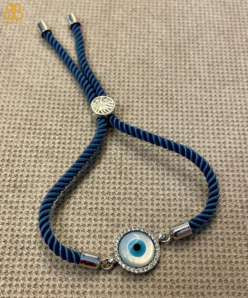 Evil Eye Disc Adjustable Cord Bracelet - Bansri Mehta Design