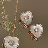 Mother of Pearl Heart Solitaire Necklace & Earring Set - Bansri Mehta Design